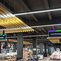Монтаж кубоподібної рейки KRAFT в супермаркеті 